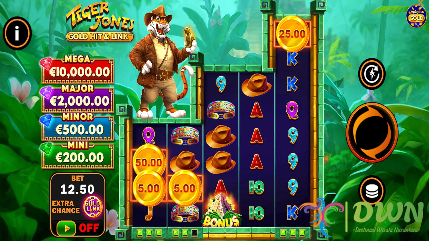 Gold Hit & Link Slot Online: Tiger Jones, Kejar Jackpot 1.000x Taruhan